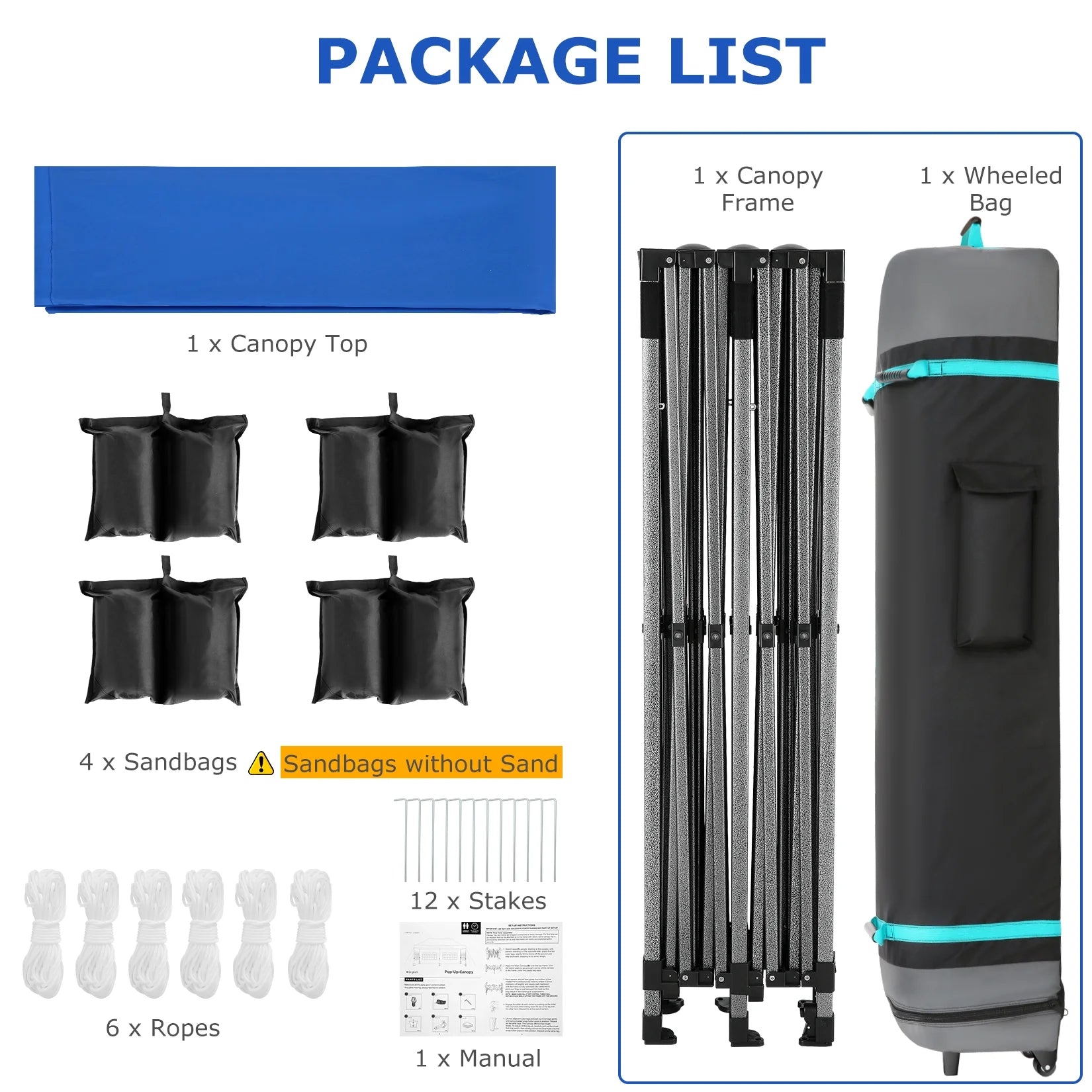 10' x 20' Pop Up Canopy Tent Straight Leg Shelter with Roller Bag, Blue X512346