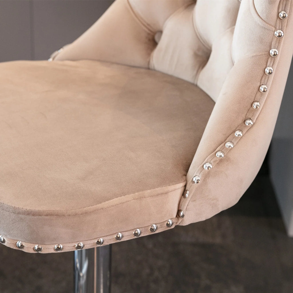 Khaki Velvet Upholstered Swivel Bar Stools, Set of 4 F8865
