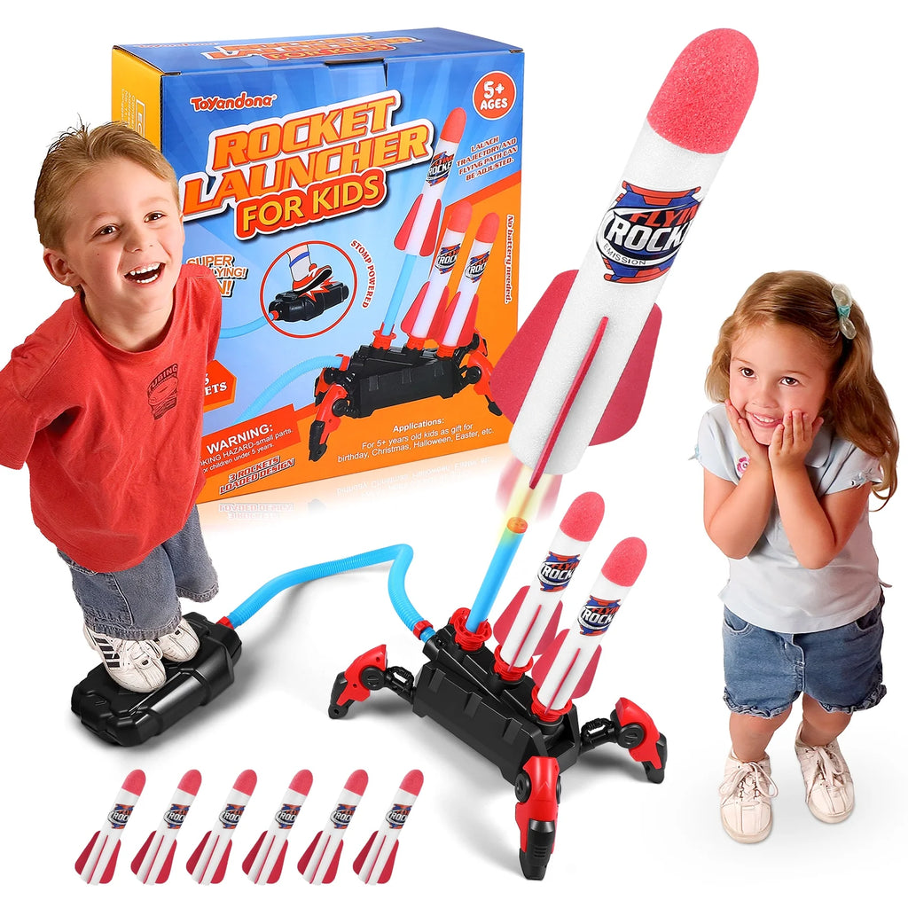 1 Set Outdoor Stomp Launch Foam Rockets Toy K48603