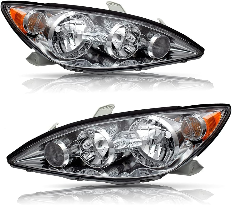 Black Housing Headlight Assembly Set for 2005 2006 Toyota Camry P714