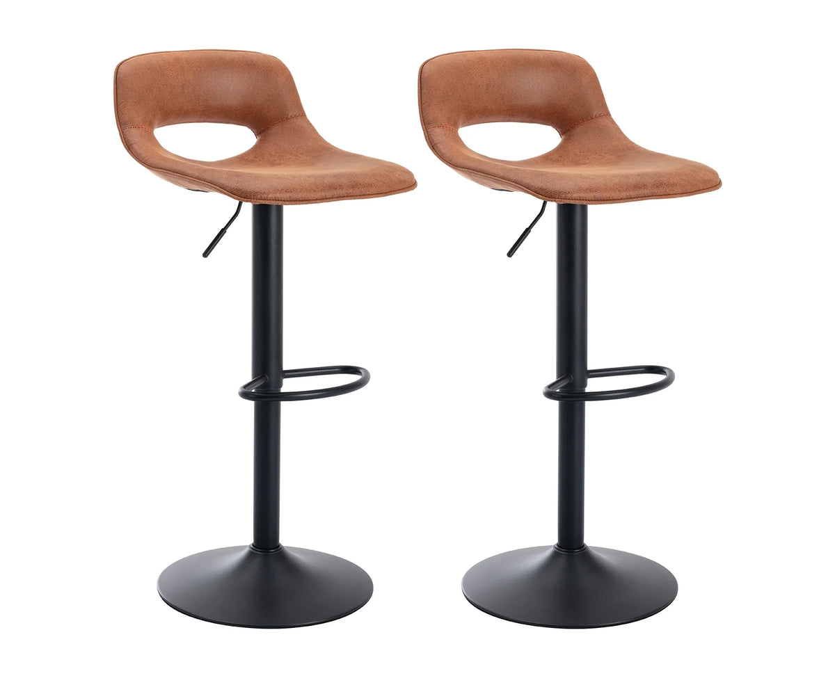 Modern Swivel Leather Bar Stools Set of 2 J17457