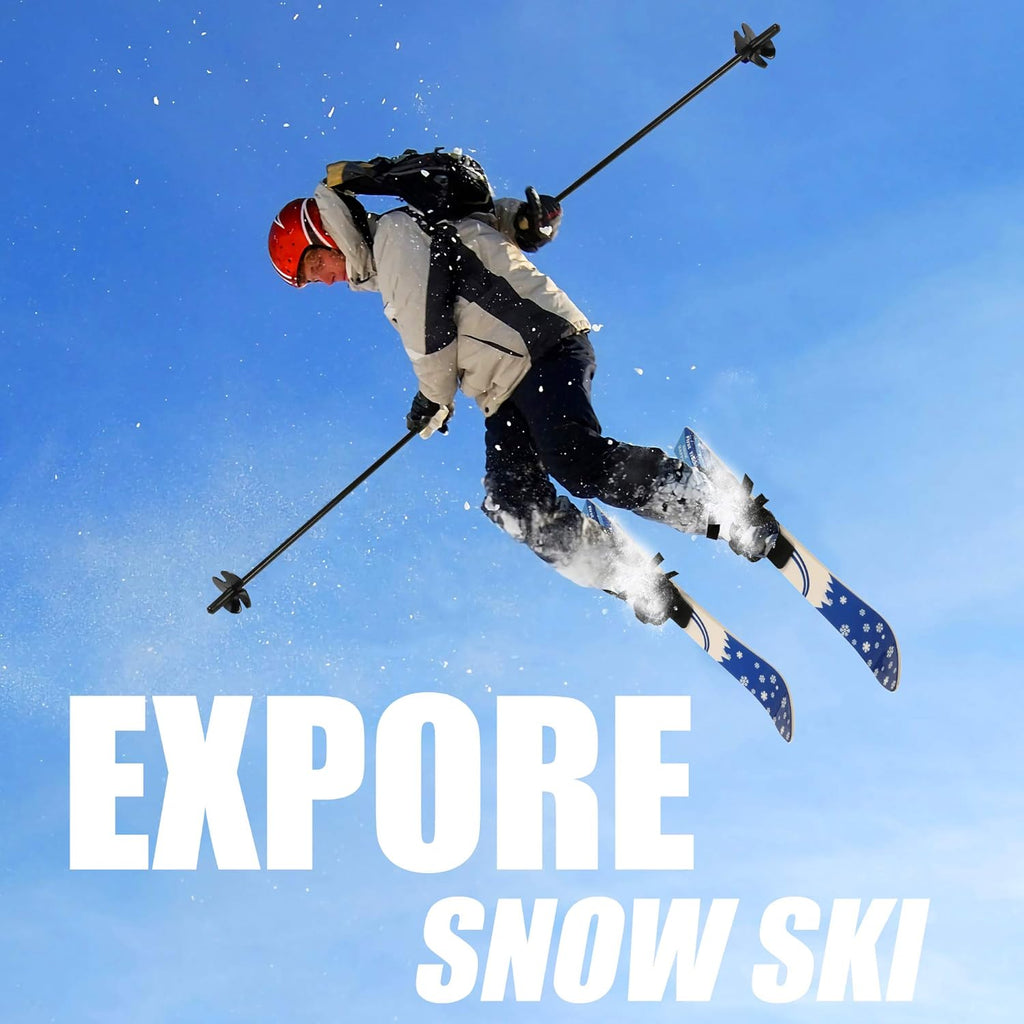 26Inch Lightweight Snow Ski and Pole Set with Bindings C239