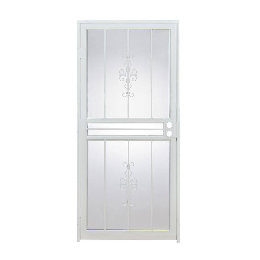 32 in. x 80 in. Steel White Prehung Security Door S38116