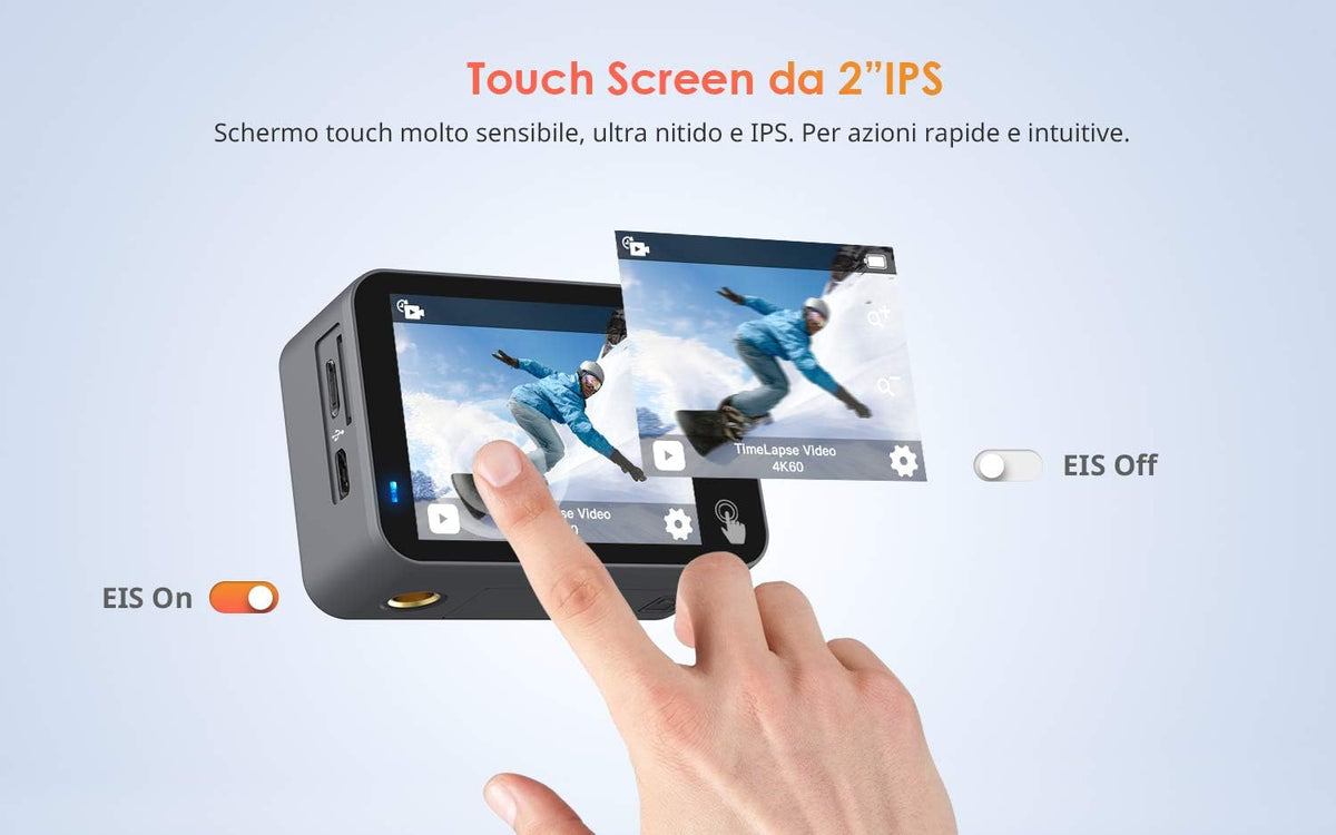 Native 4K 60fps 20MP Touch Screen Wi-Fi Action Sports Camera with 40M Waterproof Case T6701