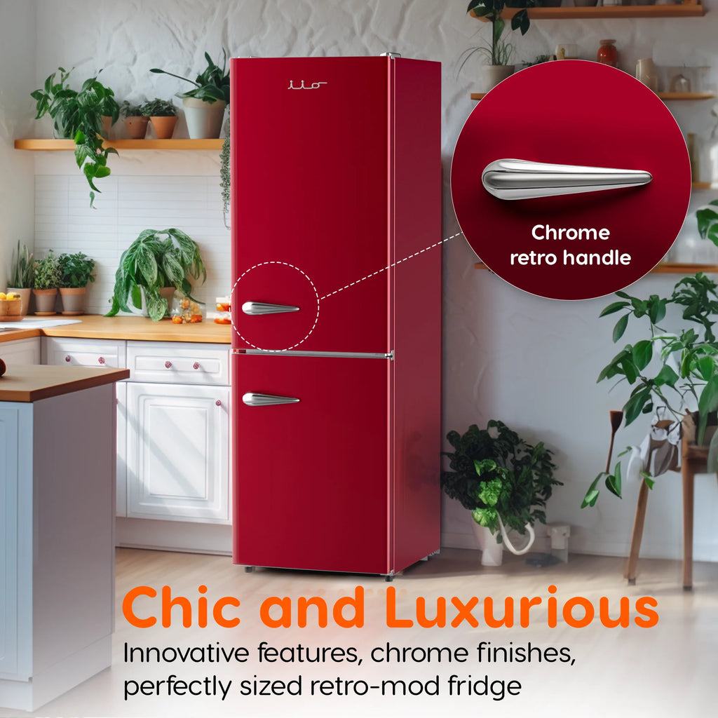 Wine Red 11 Cu Ft Bottom Freezer Retro Refrigerator F25024
