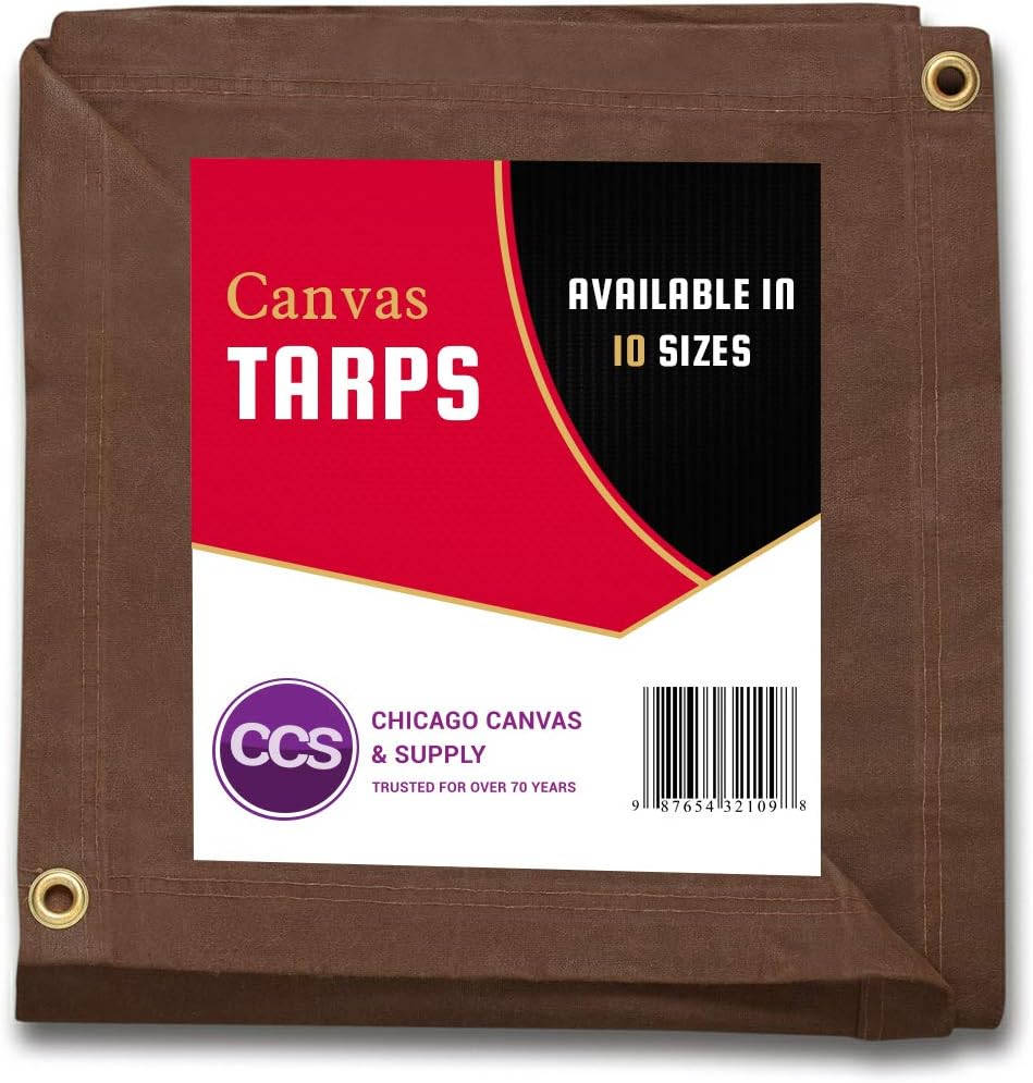 Gold 12 by 20 Feet Waterproof Canvas Tarp with Rustproof Grommets C97837
