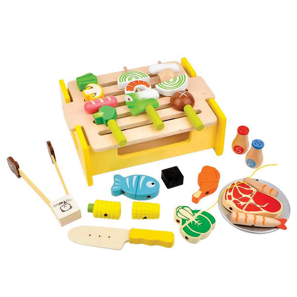 Wooden Grill BBQ Food Set Pretend Play Toy A63495